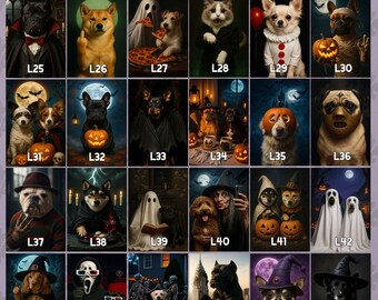 Anpassat Halloween-husdjursporträtt, häxtema-husdjurskonst, digitalt porträtt, canvas- eller inramad poster, Halloweendekor, present till husdjursälskare