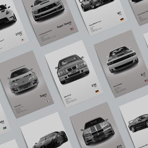 Conjunto de más de +100 carteles de coches en 3 colores, arte mural para el hogar, impresiones geniales de coches, arte estético de coches