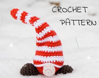 Crochet pattern Shy Christmas Gnome toy - amigurumi christmas gnome - crochet tutorial US English pdf