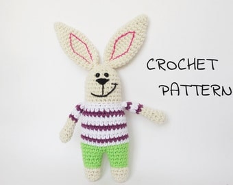 Bunny stuffed toy crochet pattern - amigurumi pattern rabbit baby toy - crochet bunny pdf tutorial in US English