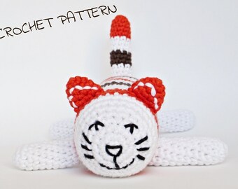 Amigurumi cat pattern - crochet pattern amigurumi striped cat stuffed toy - pdf tutorial in US English
