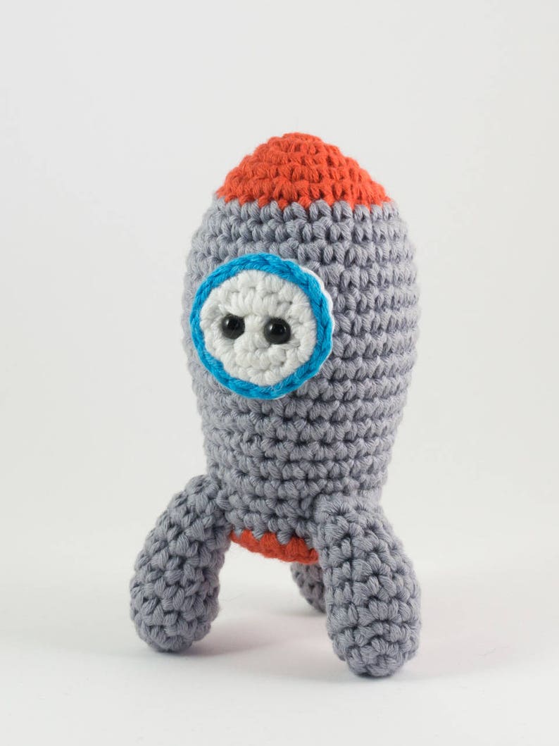 Amigurumi rocket ship stuffed toy crochet pattern crochet space rocket toy US English image 2