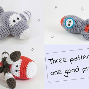 Amigurumi air vehicles crochet pattens airplane, rocket and helicopter toys for little boys written in US English - amigurumi toys