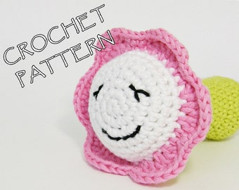 Amigurumi crochet pattern little flower soft toy - pdf tutorial in US English