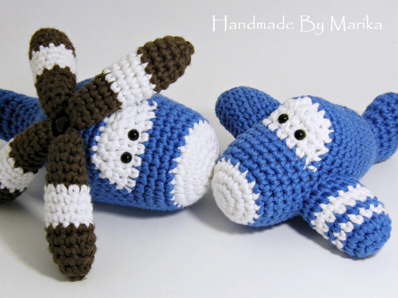 Crochet patterns amigurumi vehicles stuffed toys car, airplane, tractor and helicopter pdf tutorials in US English image 7