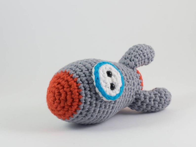 Amigurumi rocket ship stuffed toy crochet pattern crochet space rocket toy US English image 7