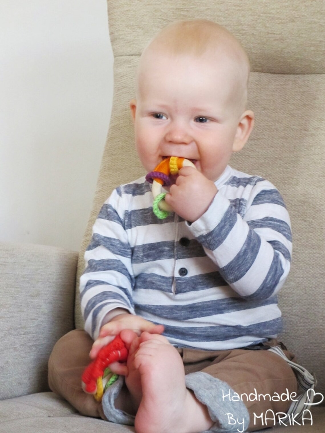 Teething ring baby teething toy organic cotton yarn and Etsy