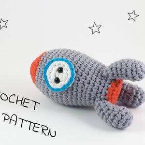 Amigurumi rocket ship stuffed toy crochet pattern crochet space rocket toy US English image 1