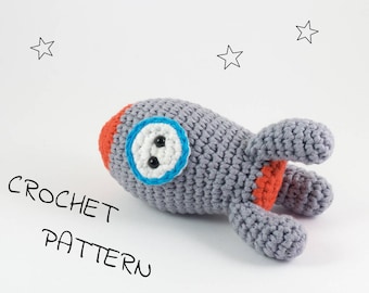 Amigurumi rocket ship stuffed toy crochet pattern - crochet space rocket toy -  US English