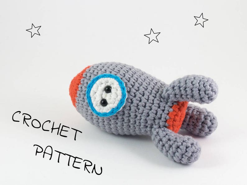 Amigurumi rocket ship stuffed toy crochet pattern crochet space rocket toy US English image 1