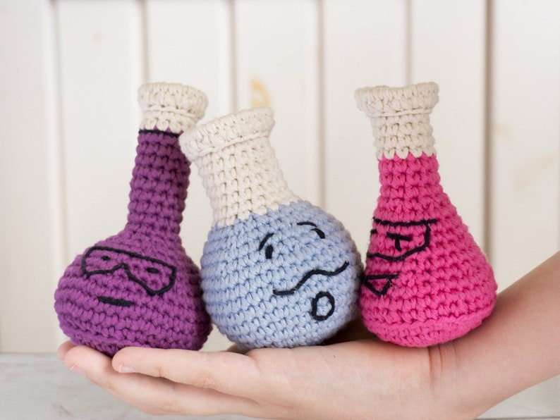 Chemistry flask set crochet pattern US English three Etsy