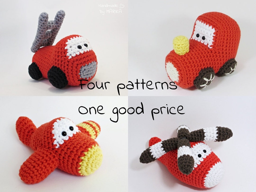 Crochet Patterns Amigurumi Vehicles Stuffed Toys - Fire Truck, Train ...