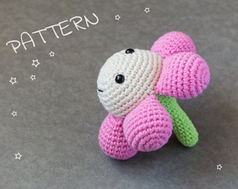 Amigurumi flower stuffed toy crochet pattern - pdf tutorial written in US English