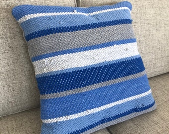 Pillow cover handwoven recycled t-shirts repurposed