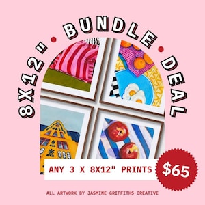 Choose Any JasmineGCreative Design Print, Print Bundle, Wall Art, Posters, Colourful Wall Art, Sale, Gallery Wall Deals, Bundle Offer, 8x12&quot;