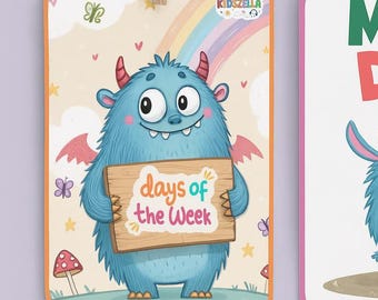Karte mit den Wochentagen der Woche für Kinder – druckbare Lernkarten für Kinder, Kleinkinder & Kindergarten | PDF mit Lern- und Lernmaterial