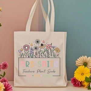 Personalized Teacher Tote Bag, Teacher Appreciation Gift, Custom Teacher Tote Bag, Teacher Gift For Her, Teacher Thank You, Gift for Teacher