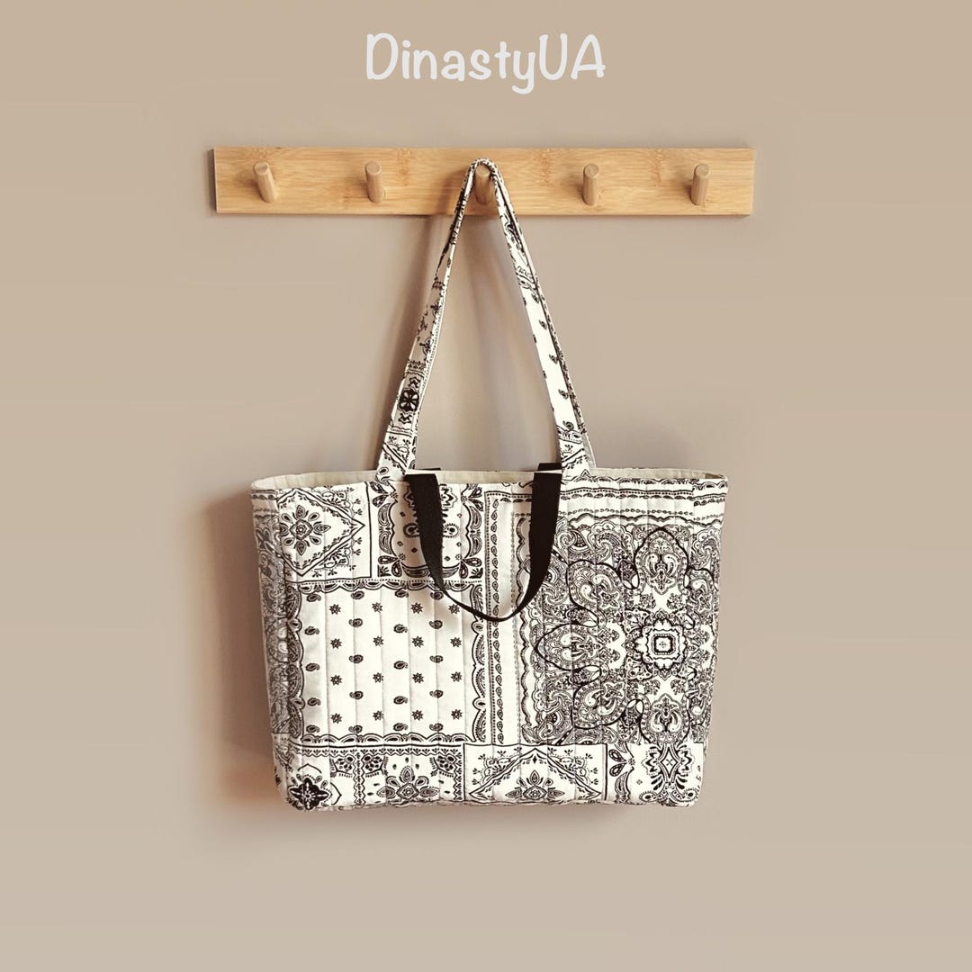 Gusset Tote Bag Sewing Pattern: Bandana Bag, Quilted, for Shopping ...