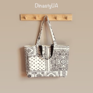 Gusset Tote Bag Sewing Pattern: Bandana Bag, Quilted, for Shopping, Instant Download