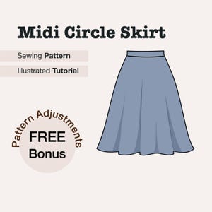 Midi Skirt Sewing Pattern PDF Circle Skirt Pattern Summer Skirt Pattern for Women Beginner Sewing Project & Pattern Adjustments