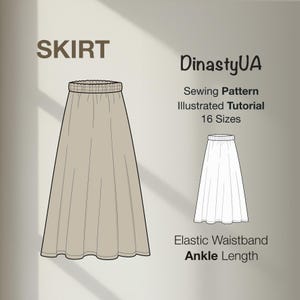 Maxi Skirt Sewing Pattern PDF: Gathered Skirt, Elastic Waist, Beginner-Friendly, Digital Download