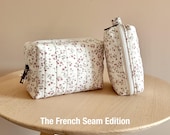 Quilted Cosmetic Bag Sewing Pattern: French Seam, Illustrated Tutorial, Instant Download