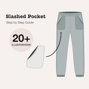 Slashed Pocket Pants Pocket Jogger Pants Short Dress Pocket How to Sew a Pocket Beginner Sewing PDF Simple Sewing Instruction for Beginner