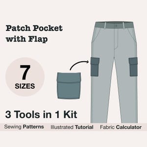Cargo Pocket PDF Pattern DIY Patch Pocket with Flap Sewing Tutorial for Beginner How to sew pocket with flap for Jacket Pants
