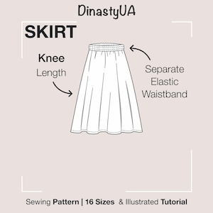 Gathered Linen Midi Skirt PDF Pattern: Elastic Waist, Beginner-Friendly, Illustrated Instructions