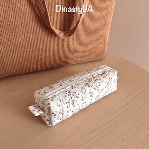 Patrón de costura en PDF para estuche de lápices con cinta al bies, tutorial ilustrado, descarga instantánea