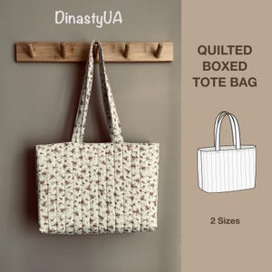 Quilted Tote Bag PDF Sewing Pattern: for Beginner, Illustrated Tutorial, Instant Download