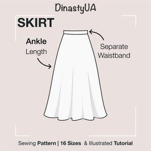 Maxi Circle Skirt Sewing Pattern: High Waist, Zipper Closure, Beginner-Friendly, Illustrated Tutorial