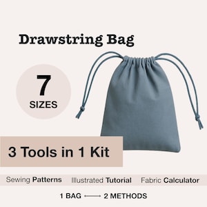 DIY Kordelzug Tasche Schnittmuster Einfach DIY Geschenk Tasche Muster Wiederverwendbare Stofftasche PDF Muster Anfänger Nähanleitung & Stoff Taschenrechner