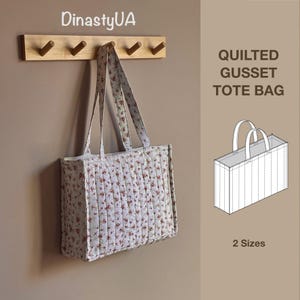 Patron de couture de sac fourre-tout à gousset : matelassé, pour le shopping, téléchargement immédiat