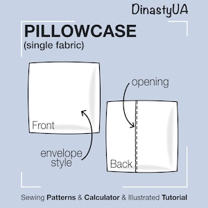 Easy Envelope Pillowcase Sewing Pattern: Simple Pillow Cover, Digital Download, Illustrated Instruction
