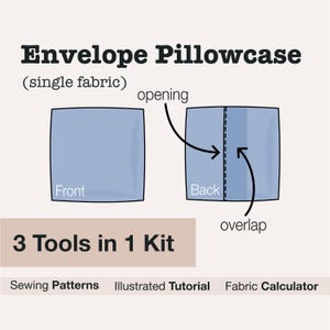 Easy Envelope Pillowcase Sewing Pattern Pillow Cover PDF Instruction How to sew a pillow case Digital PDF Download Simple Handmade Gift Idea