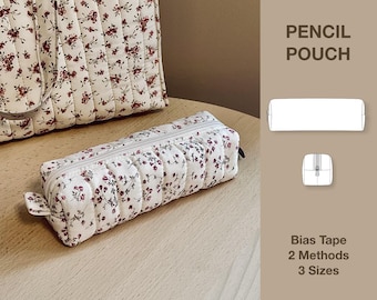 Pencil Case PDF Sewing Pattern: with Bias Tape, Illustrated Tutorial, Instant Download