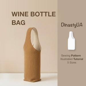Bottle Bag PDF Sewing Pattern: for Water, Wine, Champagne, 5 Sizes, for Beginner