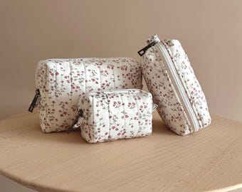 Cosmetic Bag PDF Sewing Pattern: Bias Tape, Quilted, Illustrated Tutorial, Instant Download