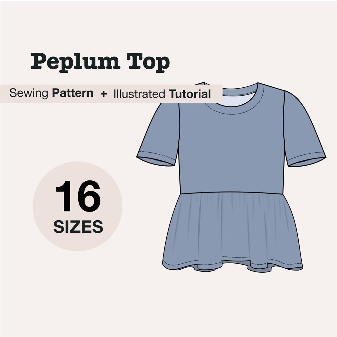 Peplum Top Sewing Pattern PDF for Women Peplum Blouse DIY Easy Summer ...