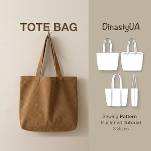 Patrón de costura en PDF para bolso de mano: estándar y acolchado, sin forro, para compras, para principiantes, tutorial ilustrado