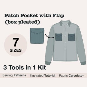 DIY Cargo Pocket Sewing Pattern PDF Instruction Box Pleated Pocket Template for Jacket Pants Beginner Sewing | 7 Sizes Digital Download