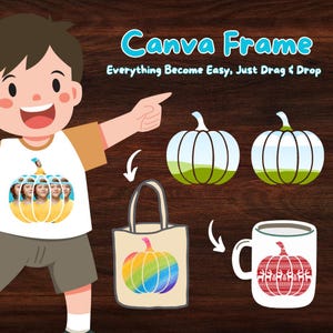 Pumpkin Canva Frame Element: Drag & Drop Design (Instant Download)