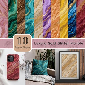 Luxury Marble Glitter Digital Paper, Digital Download, Instant Download, Abstract Gold Glitter Background, Commercial Use