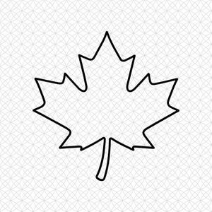 May include: A black outline of a five-pointed maple leaf centered on a white background featuring a repeating pattern of thin, light gray intersecting circles that create a delicate, geometric, and grid-like texture across the entire surface.