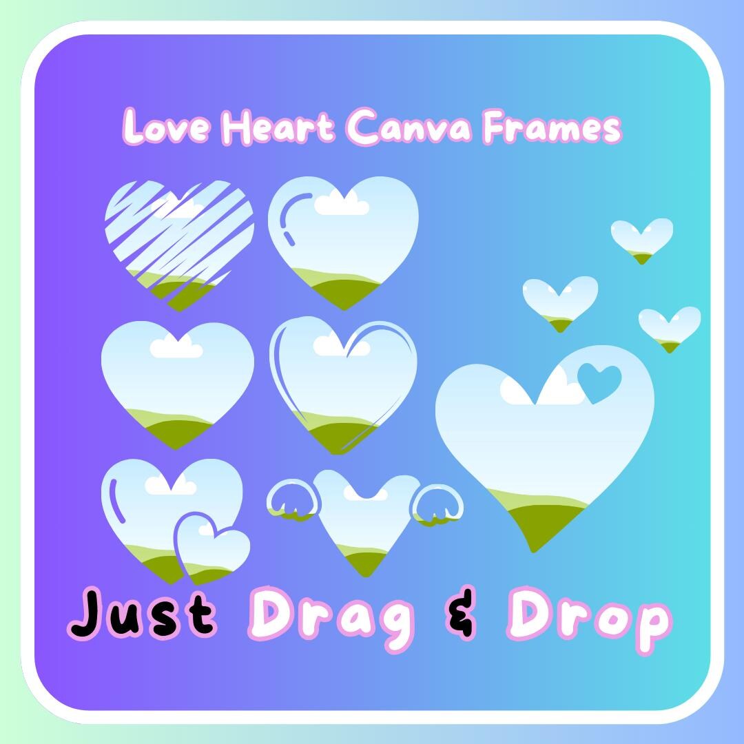 Heart Canva Frame: Drag & Drop Photo Template (digital Download) - Etsy UK