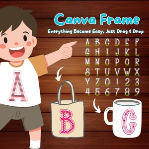 Alphabet Canva Rahmen, bearbeitbar Füllen Sie Ihren eigenen Buchstaben mit Umriss Canva-Vorlage, ziehen Sie ihn an den Anfang und legen Sie den Canva-Fotorahmen, Canva-Element-Mockup ab