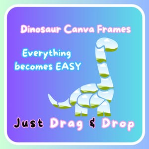 Dinosaur Photo Collage Canva Frame, Dinosaur Editable Canva Template, Easy Drag and Drop, Dinosaur Svg Png Clipart, Digital Download
