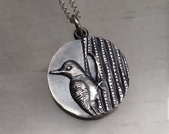 Gila Woodpecker on the Saguaro Pendant by Carrie Nunes Jewelry