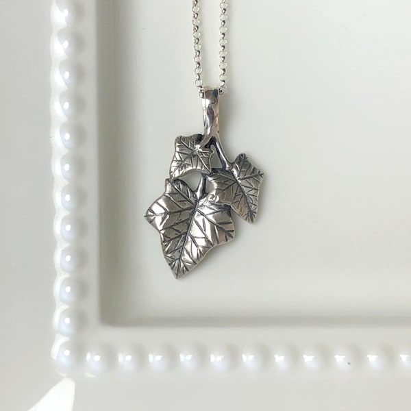 Triple Ivy Leaf Pendant in Sterling Silver by Carrie Nunes